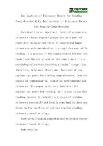 Implications of Relevance Theory for Reading Comprehension论文：Implications of Relevance Theory for Reading Comprehension