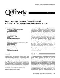 WHAT MAKES A HELPFUL ONLINE REVIEW