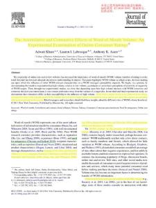 The Assimilative and Contrastive Effects of Word-of-Mouth Volume AnExperimental Examination of Online Consumer Ratings