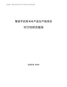 智能手机用MIM产品生产线项目可行性研究报告
