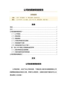 公司的薪酬调查报告(实用应用文)