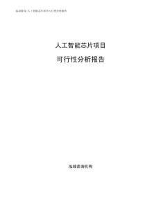 人工智能芯片项目可行性分析报告