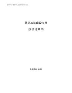 蓝牙耳机建设项目投资计划书
