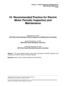 Volume 2.10 RT-RP-VIM-010-02 Recommended Practice for Electric Motor Periodic Inspection and Maintenance