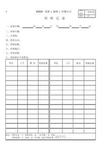 公司培训记录模板
