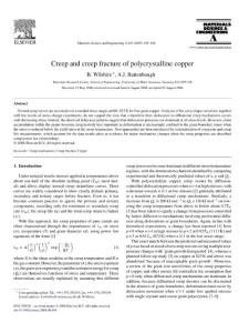 Creep and creep fracture of polycrystalline copper