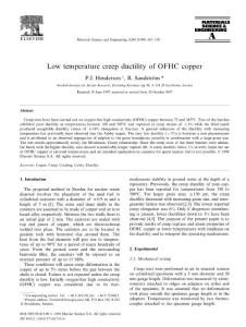 Low temperature creep ductility of OFHC copper