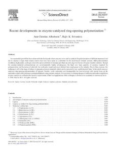 Recent developments in enzyme-catalyzed ring-opening polymerization