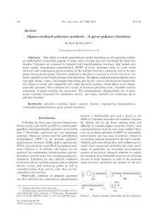 Lipase-catalyzed polyester synthesis { A green polymer chemistry