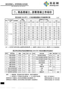 武漢2014年1-2月商品混凝土、瀝青混凝土市場價