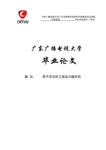 農民工就業問題研究畢業論文1