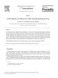 Load capacity of a three-row roller slewing bearing raceway