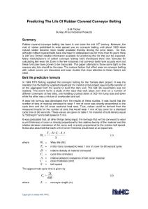 predicting the life of rubber covered conveyor belting