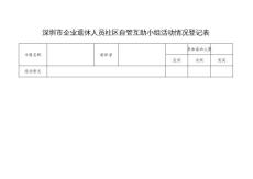 表17：深圳市离退休人员社区自管互助小组活动情况登记表