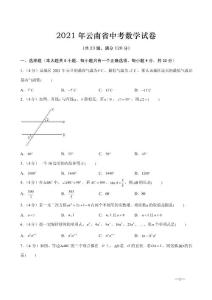 2021年云南省中考数学试题（word版，含答案解析）