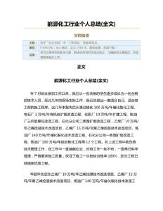 能源化工行业个人总结(全文)（实用应用文）