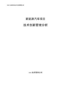 新能源汽车项目技术创新管理分析（参考）