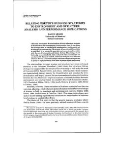 RELATING PORTER´S BUSINESS STRATEGIES TO ENVIRONMENT AND STRUCTURE