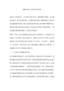2009企业安全管理年终总结