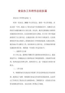 食安办工年终作总结多篇