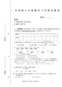 (精品)沪科版七年级数学下学期竞赛卷【整理】