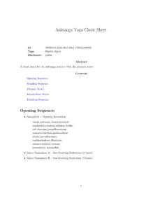 Ashtanga Yoga Cheat Sheet