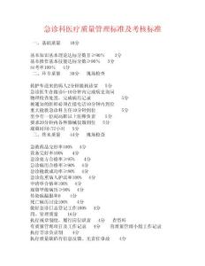 急诊科医疗质量管理标准及考核标准