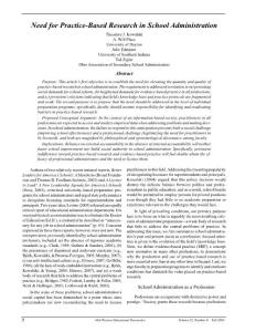 Need for Practice-Based Research in School Administration