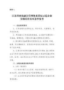 江蘇省兩化融合管理體系升級版標準示范企業分級培育基本條件參考