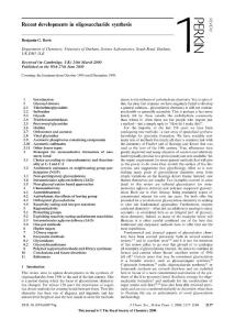 Recent developments in oligosaccharide synthesis