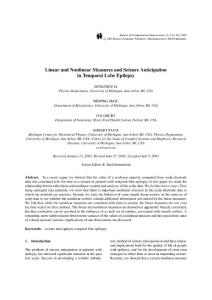Linear and Nonlinear Measures and Seizure Anticipation in Temporal Lobe Epilepsy