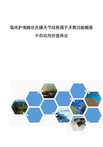 临床护理路径在膝关节结核围手术期功能锻炼中的应用价值体会