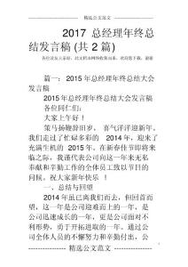 2017總經理年終總結發言稿(共2篇)-(38093)