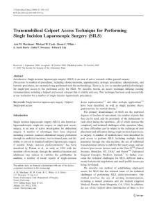 Transumbilical Gelport Access Technique for Performing Single Incision Laparoscopic Surgery (SILS)