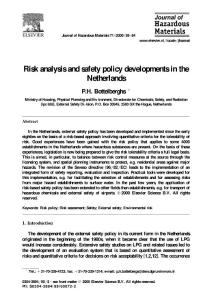 risk analysis and safety policy developments in the netherlands