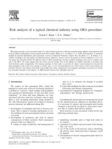 risk analysis of a typical chemical industry using ORA procedure