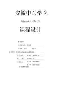 藥物合成與制藥工藝