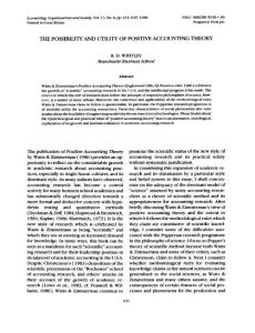 The possibility and utility of positive accounting theory