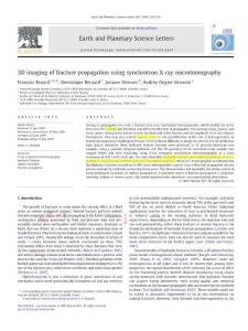 3D imaging of fracture propagation using synchrotron X-ray microtomography