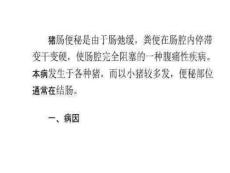 仔猪肠便秘的防治方法仔猪肠便秘