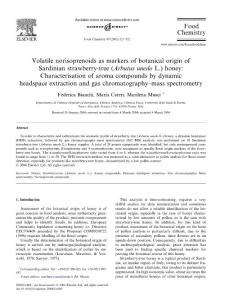 Volatile norisoprenoids as markers of botanical origin of Sardinian strawberry-tree (Arbutus unedo L.) honey