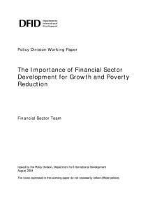 The Importance of Financial Sector Development for Growth and Poverty eduction