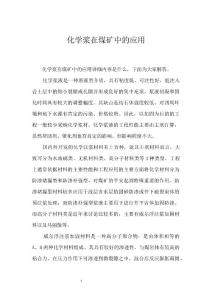 化学浆在煤矿中的应用