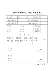 新錄用公務員試用期工資審批表