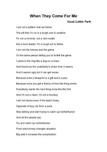 When They Come For Me