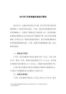 2012年1月份金融市場運行情況