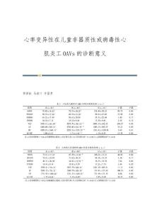 心率变异性在儿童非器质性或病毒性心肌炎工0AVs的诊断意义