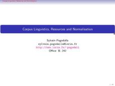 【语料库语言学】Corpus Linguistics, Resources and Normalisation