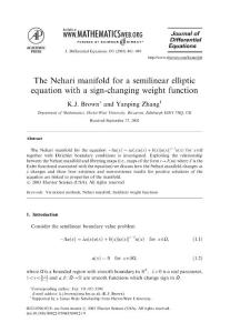 The Nehari manifold for a semilinear elliptic equation with a sign-changing weight function