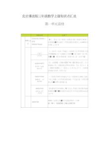 北京課改版三年級數學上冊知識點匯總